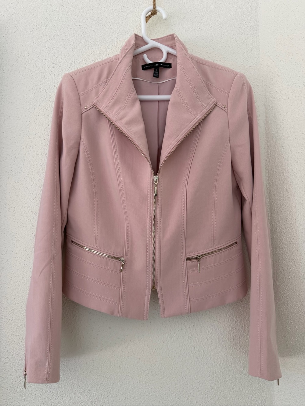 White House Black Market Blush Pink Moto Jacket Blazer – Size 8 - Picture 4 of 17